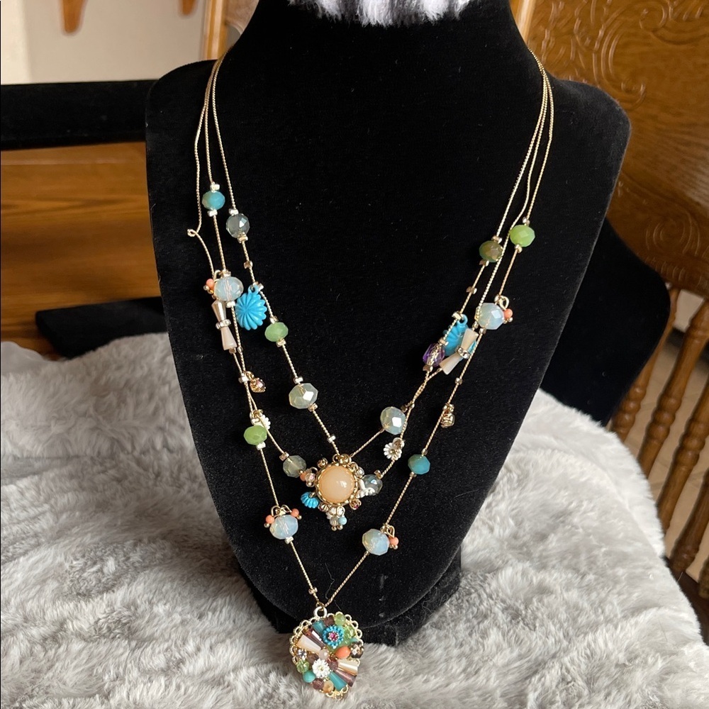 Betsey Johnson Gold Multicolor Layered Necklace - Picture 5 of 6